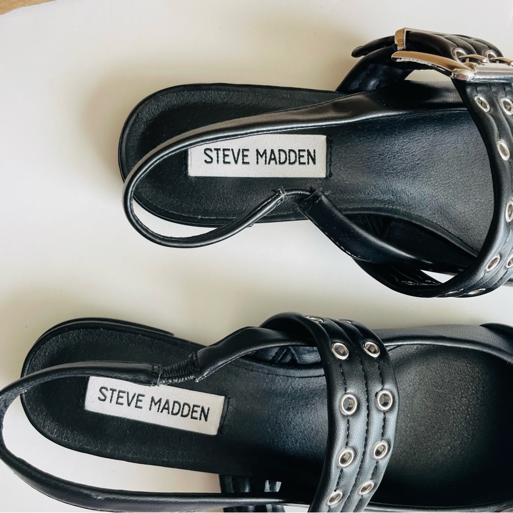 NEW Steve Madden SIZE 8.5 Kissable Slingback Flats in black - Picture 3 of 5